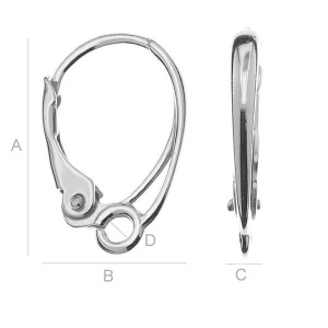 Tortiță leverback argint 925, 16,7 x 11 mm