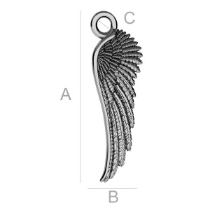 Wing charm, 925 sterling silver, 21 x 6.5 mm