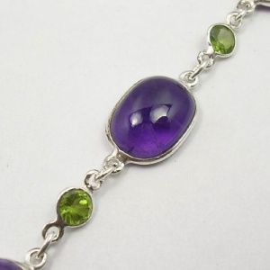Amethyst and peridot bracelet, 925 silver - Img 2