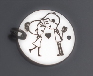 Bănuț gravat Love argint 925, 16 mm