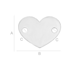 Colgante corazón plata de ley 925, 10 x 12 mm