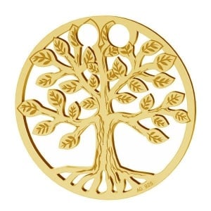 colgante de plata de ley chapada en oro de 24k árbol de la vida