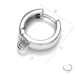 Earring hook, 925 sterling silver, 15 x 12.4 mm