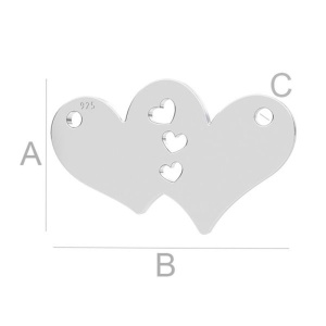 Heart connector, 925 silver, 18 x 10.7 mm - Img 2