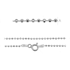 Lanț cu biluțe argint 925, 1,5 mm, 45 cm