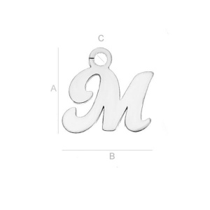 Letra M de plata de ley 925 - Img 2