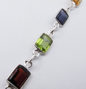 Multistone bracelet, 925 silver, 21.2 cm - Img 2