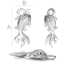 pandan,t plata de ley 925 goldfish A15,00 mm B6,10 mm C1,50 mm - Img 2