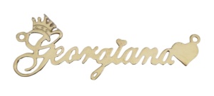 Placa con nombre de plata de ley 925 bañada en oro georgiano