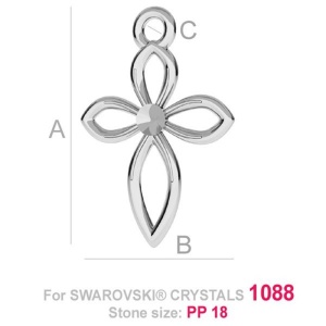 Small cross for Swarovski 1088, 925 silver - Img 2