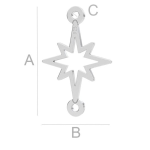 Star connector, 925 silver, 17.2 x 11.4 mm - Img 2