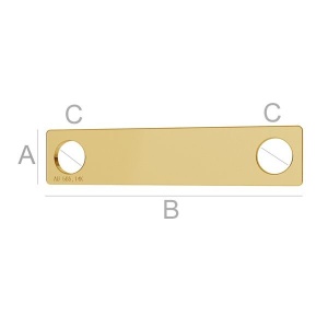 tablita aur 14k A5,00 mm B23,00 mm C3,00 mm, Aur AU-585 - Img 1
