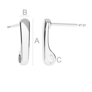 Tortiță cu tijă argint 925, 14 x 3 mm - Img 2