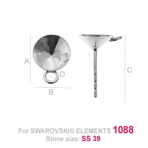 925 silver ear post for Swarovski 1088 8 mm