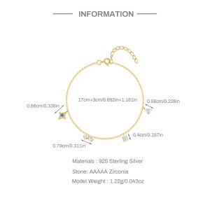 925 sterling silver bracelet gold plated AAA cubic zirconia  - Img 2