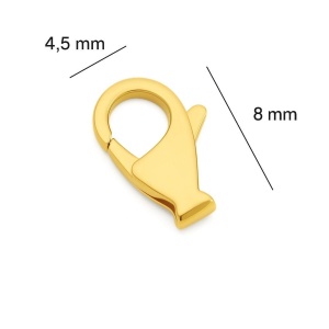 Carabina de plata 925 bañada en oro de 8 x 4,5 mm