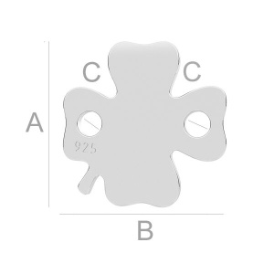 Clover connector, 925 silver, 11.1 mm