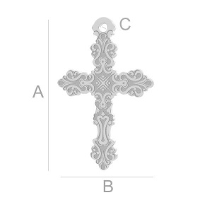 Cross, 925 sterling silver, 20.3 x 13.3 mm
