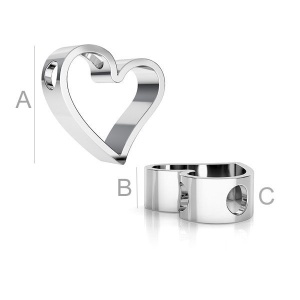 Heart charm, 925 silver, 11.5 x 4.4 mm