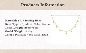lănțișor argint 925 cubic zirconia 40+5 cm - Img 2