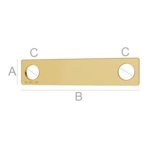 Lengüeta de oro de 14 quilates A5,00 mm A5,00 mm B23,00 mm C3,00 mm, Oro AU-585, Oro de 14 quilates chapado en oro de 24 quilates  - Img 2