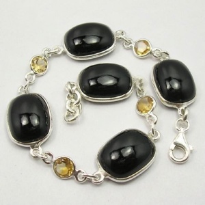 Onyx and citrine bracelet, 925 sterling silver