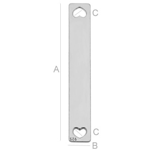 Placa de plata de ley 925, 24 x 4 mm