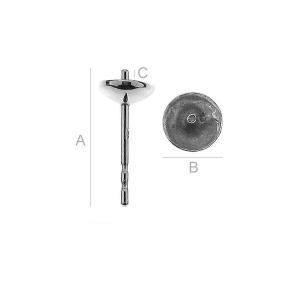 Tortiță cu tijă argint 925, 13 x 5 mm