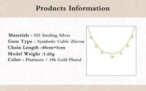 Zirconia necklace, gold-plated silver, 40+5 cm - Img 2