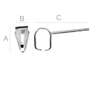 925 silver earring post, 7 x 16.5 mm - Img 2