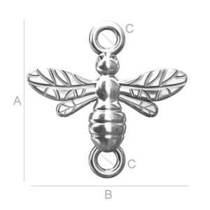 Bee connector, 925 silver, 14.5 mm - Img 2