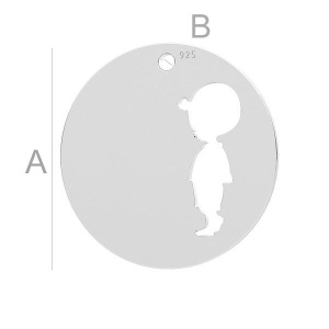 Boy cut-out coin charm, 925 silver, 16 mm
