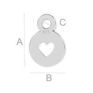 charm argint 925 pentru cercei A7,00 mm B5,00 mm C1,20 mm - Img 3