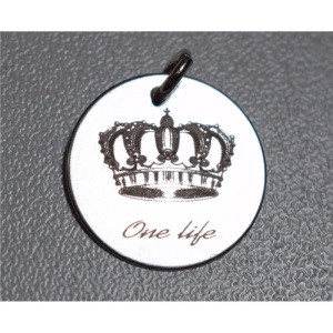 Crown engraved coin, 925 sterling silver, 16 mm - Img 5