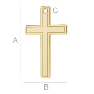 Cruz de oro de 14 quilates A15,00 mm B9,50 mm C1,20 mm Chapado en oro de 24 quilates  - Img 2