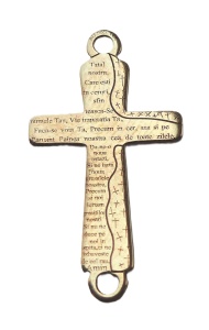 Cruz oro 14k AU585 grabada Padre Nuestro