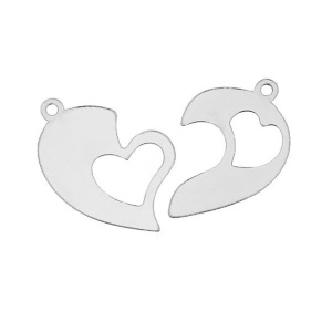 Double heart pendant, 925 sterling silver, 22 mm - Img 4