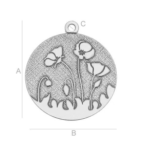 Flower pendant, 925 sterling silver, 22 x 14 mm