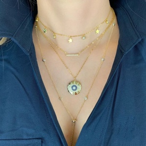 lănțișor argint 925 cubic zirconia 40+5 cm - Img 3
