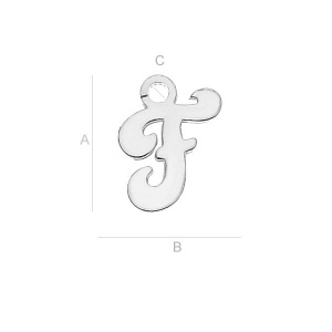 Letra F de plata de ley 925
