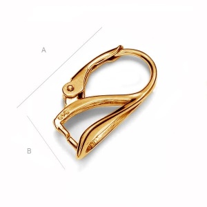 Leverback plata 925 bañado en oro, 20 x 14 mm