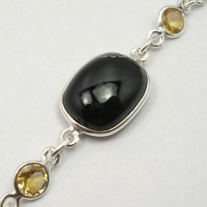 Onyx and citrine bracelet, 925 sterling silver - Img 2