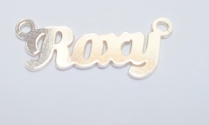 Plăcuță nume Roxy argint 925, 30 x 7 mm - Img 1
