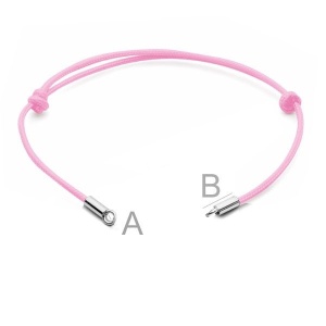 Pulsera ajustable seda rosa, plata 925