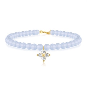 pulsera de calcedonia con plata de ley 925 bañada en oro  - Img 1