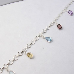 Pulsera plata 925 con piedras diversas, 20,3 cm - Img 2