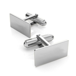 Rectangular cufflink, 925 silver, 25 x 10 mm
