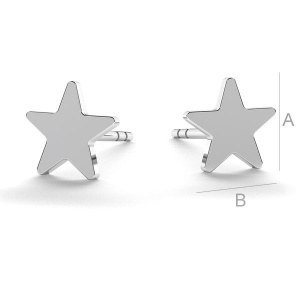 Star earring post, 925 silver, 6.3 mm