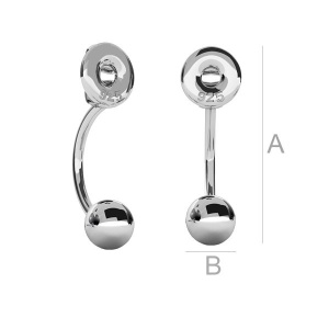 Tortiță cercei cu bilă argint 925, 18 x 5 mm