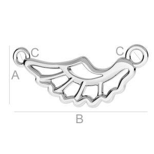 Wing connector, 925 silver, 23.5 x 9.5 mm - Img 2